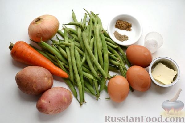 Овощной суп со стручковой фасолью и варёными яйцами