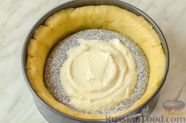 Пирог "Мраморный" из песочного теста с творожно-маковой начинкой