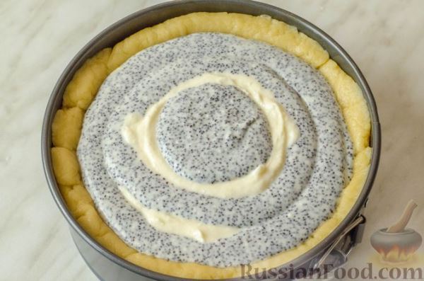 Пирог "Мраморный" из песочного теста с творожно-маковой начинкой